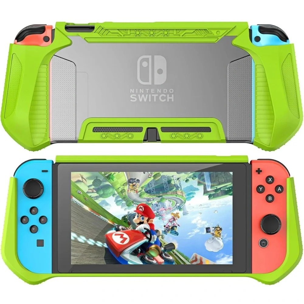 Nintendo Switch Grip Case + Tempered Screen Protector & Soft Silicon Thumb Cover